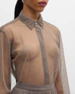 Image 6 of 7: Altuzarra Chika Strass Embellished Mesh Button-Down Top