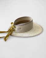 Image 3 of 3: Van Palma Mia Woven Straw Visor With a Linen Scarf