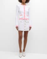 Image 2 of 6: L'Agence Kris Button-Front Denim Mini Skirt