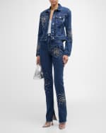 Image 5 of 6: Des Phemmes Embellished Skinny Side-Slit Jeans