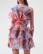 Image 4 of 5: Carolina Herrera Strapless Tiered Ruffle Mini Dress