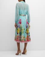 Image 3 of 6: Rickie Freeman for Teri Jon Pleated Floral-Print Midi Shirtdress