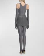 Image 3 of 6: Alex Perry Low-Rise Pinstripe Wool Mini Skirt