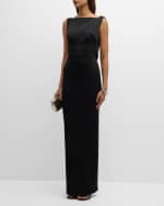Image 5 of 6: Alex Perry Backless Draped Satin Crepe Column Gown