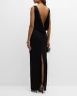 Image 3 of 6: Alex Perry Backless Draped Satin Crepe Column Gown