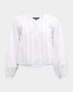 Image 1 of 6: Veronica Beard Jaxon Pleated V-Neck Top