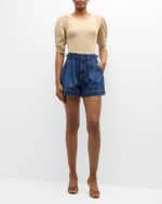 Image 2 of 6: Veronica Beard Jessa Ruched-Sleeve Tee