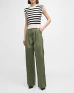 Image 5 of 6: Veronica Beard Mia Pleated Wide-Leg Jeans