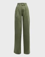 Image 1 of 6: Veronica Beard Mia Pleated Wide-Leg Jeans
