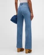 Image 4 of 6: Veronica Beard Crosbie Cropped Wide-Leg Stripe Jeans