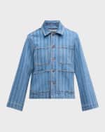 Image 1 of 6: Veronica Beard Dahl Striped Denim Jacket