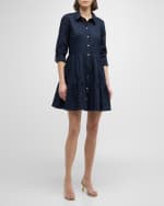 Image 2 of 6: Veronica Beard Jemila Button-Front Tiered Shirtdress