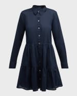 Image 1 of 6: Veronica Beard Jemila Button-Front Tiered Shirtdress