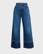 Image 1 of 6: Veronica Beard Taylor Cropped High-Rise Wide Jeans