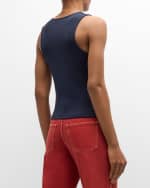 Image 5 of 6: Veronica Beard Hoorne Button-Front Tank Top