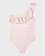 Image 2 of 3: Versace Girl's Starfish-Print One-Piece Swimsuit, Size 8-14