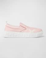 Image 1 of 2: Versace Girl's La Vacanza Leather Sneakers, Kids