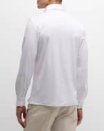 Image 5 of 6: Brunello Cucinelli Men's Cotton Long-Sleeve Polo Shirt