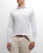 Image 3 of 6: Brunello Cucinelli Men's Cotton Long-Sleeve Polo Shirt