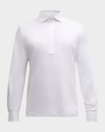 Image 1 of 6: Brunello Cucinelli Men's Cotton Long-Sleeve Polo Shirt
