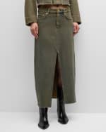 Image 2 of 6: Ganni Over-Dyed Denim Maxi Skirt