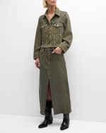 Image 5 of 6: Ganni Over-Dyed Denim Maxi Skirt