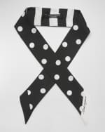 Image 2 of 4: Dolce&Gabbana Striped Polka-Dot Silk Twill Skinny Scarf