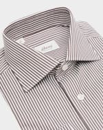 Image 2 of 6: Brioni Men's Cotton Bengal Stripe Dress Shirt