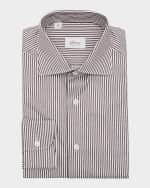 Image 1 of 6: Brioni Men's Cotton Bengal Stripe Dress Shirt