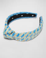 Image 2 of 3: Lele Sadoughi Striped Raffia Slim Knotted Headband