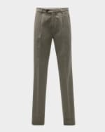 Image 1 of 5: Brunello Cucinelli Men's Single-Pleat Cotton Trousers
