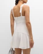 Image 4 of 6: Cinq a Sept Tally Tie-Shoulder Fluted Mini Dress