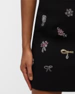 Image 6 of 6: Cinq a Sept Doris Heatset Brooches Embroidered Mini Skirt