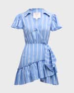 Image 1 of 6: Cinq a Sept Lila Asymmetric Ruffle Faux-Wrap Mini Dress