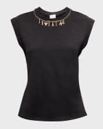 Image 1 of 6: Cinq a Sept Bella Je T'aime Necklace Sleeveless T-Shirt