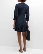 Image 3 of 6: Cinq a Sept Sawyer V-Neck Pleated-Hem Mini Dress