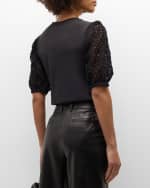 Image 4 of 6: Cinq a Sept Corianna Crochet Lace Short-Sleeve Combo Top