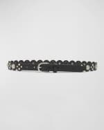 Image 1 of 2: Isabel Marant Sgiavi Studded Scallop Leather Skinny Belt