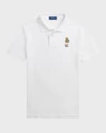 Image 4 of 6: Ralph Lauren Childrenswear Boy's Mesh Polo Shirt Embroidered W/ Polo Bear, Size 2-7