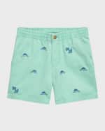 Image 4 of 5: Ralph Lauren Childrenswear Boy's Embroidered Marlin Fish Shorts, Size 8-20