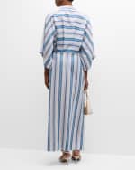 Image 3 of 6: BONDI BORN Verdi Linen Cotton Stripe Midi Caftan Dress