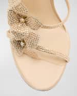 Image 4 of 6: Rene Caovilla Floraine Crystal Flowers Ankle-Wrap Sandals