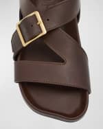 Image 4 of 6: Loewe Men's Ease Leather Buckle Sandals
