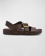 Image 1 of 6: Loewe Men's Ease Leather Buckle Sandals