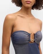 Image 4 of 5: Zimmermann Ottie Lurex Knot Trim One-Piece Swimsuit