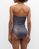 Image 3 of 5: Zimmermann Ottie Lurex Knot Trim One-Piece Swimsuit