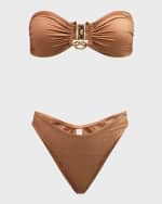 Image 1 of 5: Zimmermann Ottie Lurex Knot Trim Two-Piece Bikini Set