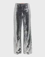Image 1 of 6: SIMONMILLER Pia Sequined Flare Pants