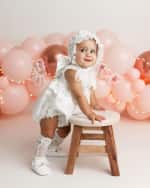 Image 3 of 3: Petite Maison Kids Girl's Butterfly Ceremony Romper, Size 3M-3