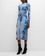 Image 1 of 5: Jean Paul Gaultier Floral Printed Jersey Midi Dress